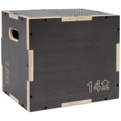 Signature 16" x 14" x 12" Wooden Plyo Box Non-Slip Jump Platform, Gray(Open Box) - VMInnovations
