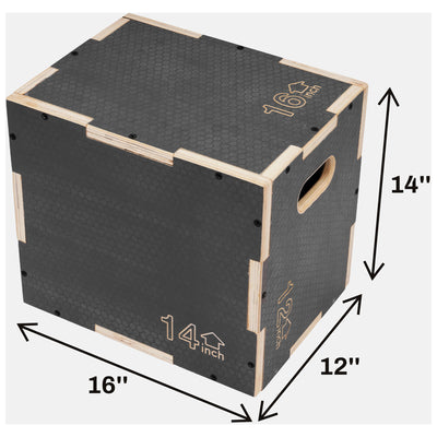 Signature 16" x 14" x 12" Wooden Plyo Box Non-Slip Jump Platform, Gray(Open Box) - VMInnovations
