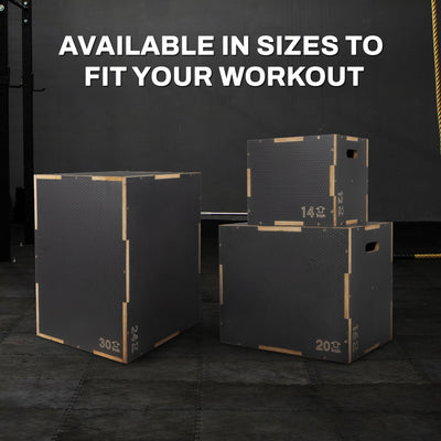 Signature Fitness 16" x 14" x 12" Wooden Plyo Box Jump Platform, Gray (Used)