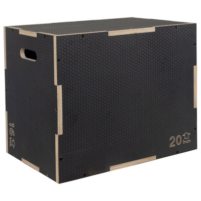 Signature 24" x 20" x 16" Wooden Plyo Box Non-Slip Jump Platform, Gray(Open Box) - VMInnovations