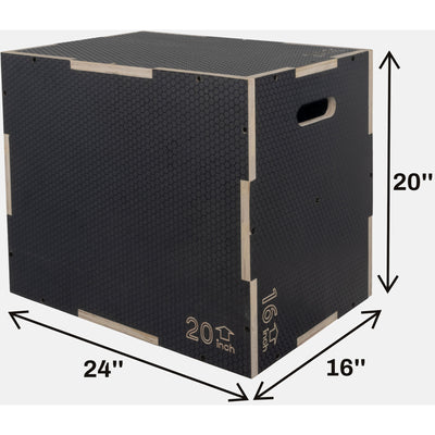 Signature 24" x 20" x 16" Wooden Plyo Box Non-Slip Jump Platform, Gray(Open Box) - VMInnovations