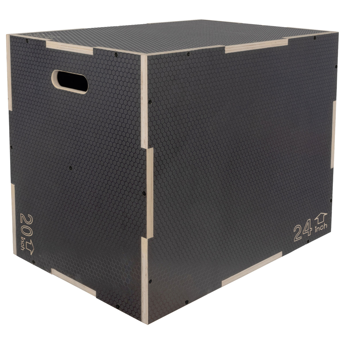 Signature Fitness 30" x 24" x 20" Wooden Plyo Box Non-Slip Platform, Gray (Used)