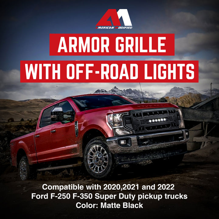 AMERICAN MODIFIED Front Grille Compatible with 2020-2022 Ford F250/F350 (Used)