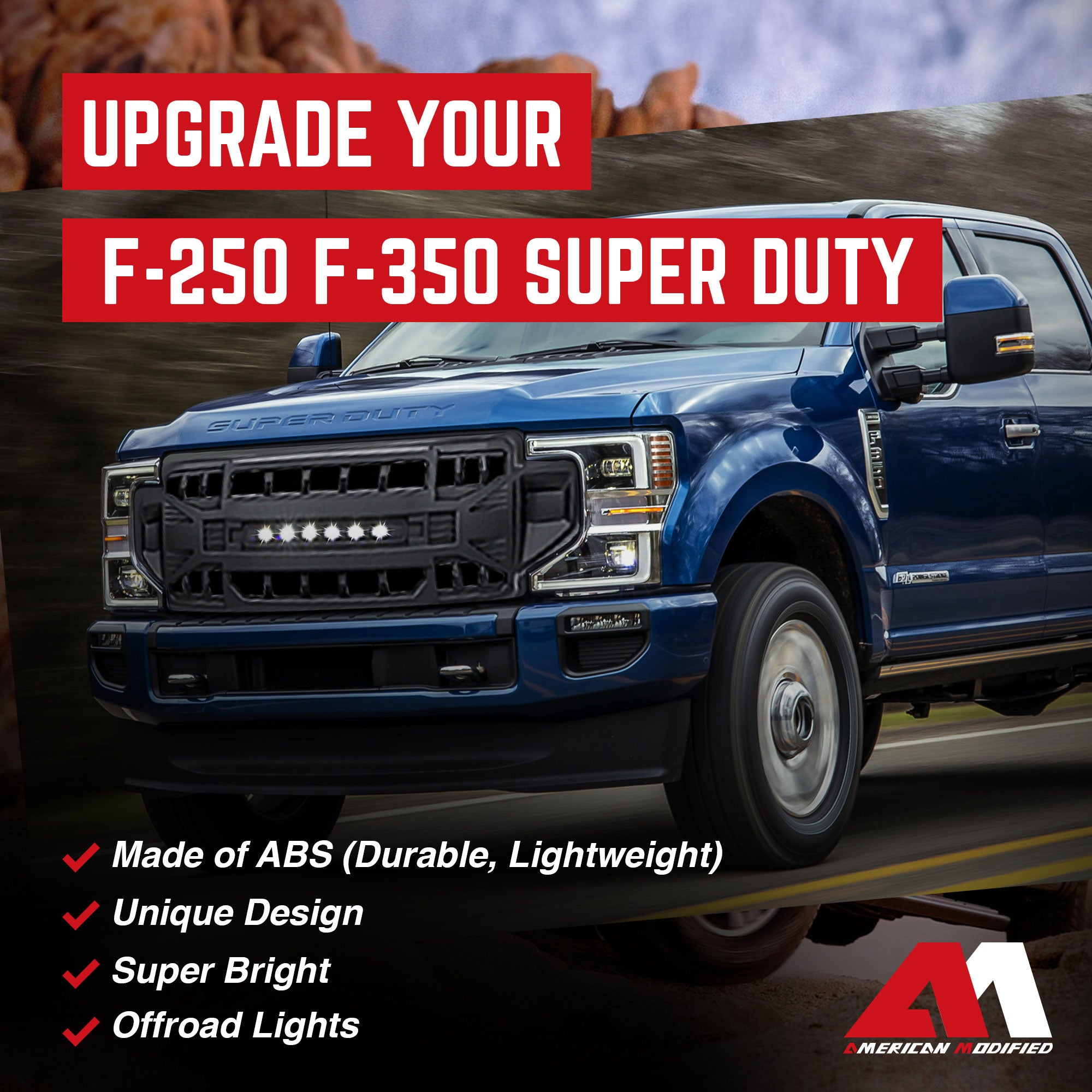 AMERICAN MODIFIED Front Grille Compatible with 2020-2022 Ford F250/F350 (Used) - VMInnovations