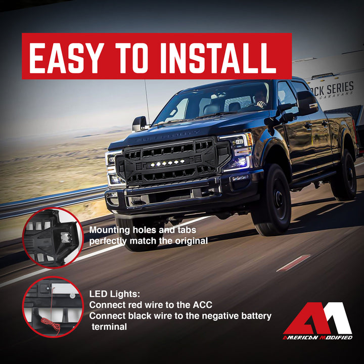AMERICAN MODIFIED Front Grille Compatible with 2020-2022 Ford F250/F350 (Used)