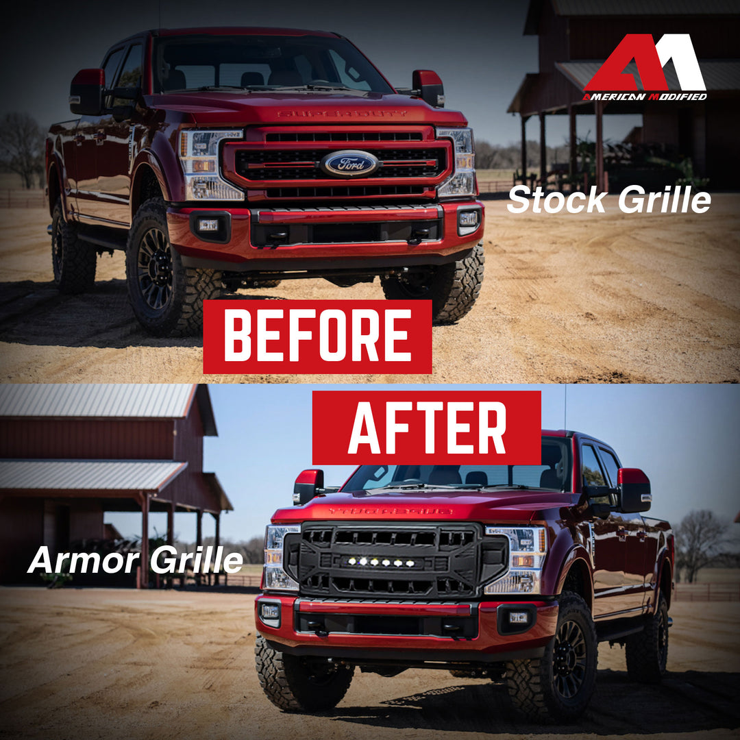 AMERICAN MODIFIED Front Grille Compatible with 2020-2022 Ford F250/F350 (Used)