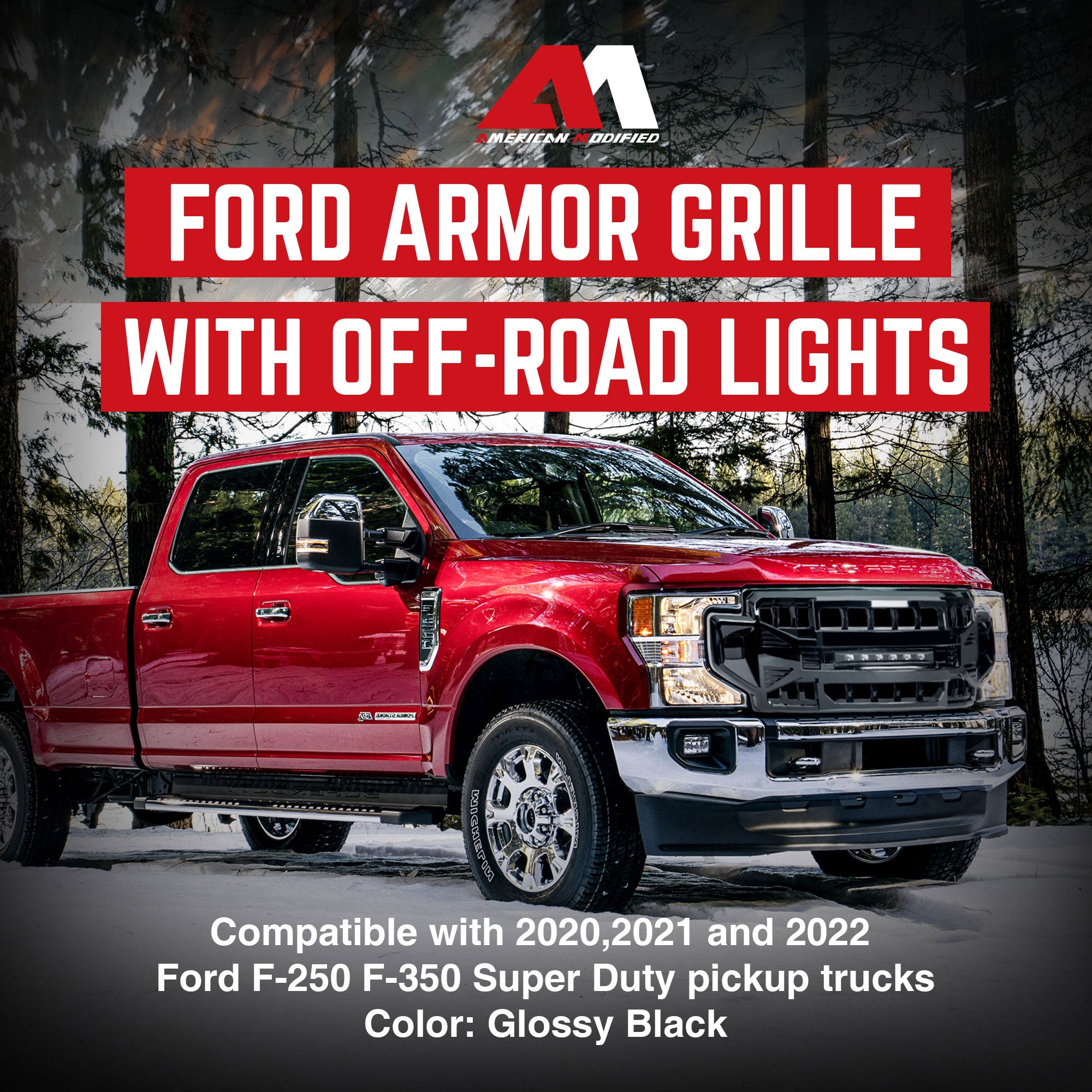 AMERICAN MODIFIED Armor Grille Compatible with 20-22 Ford F250/F350 (Open Box) - VMInnovations
