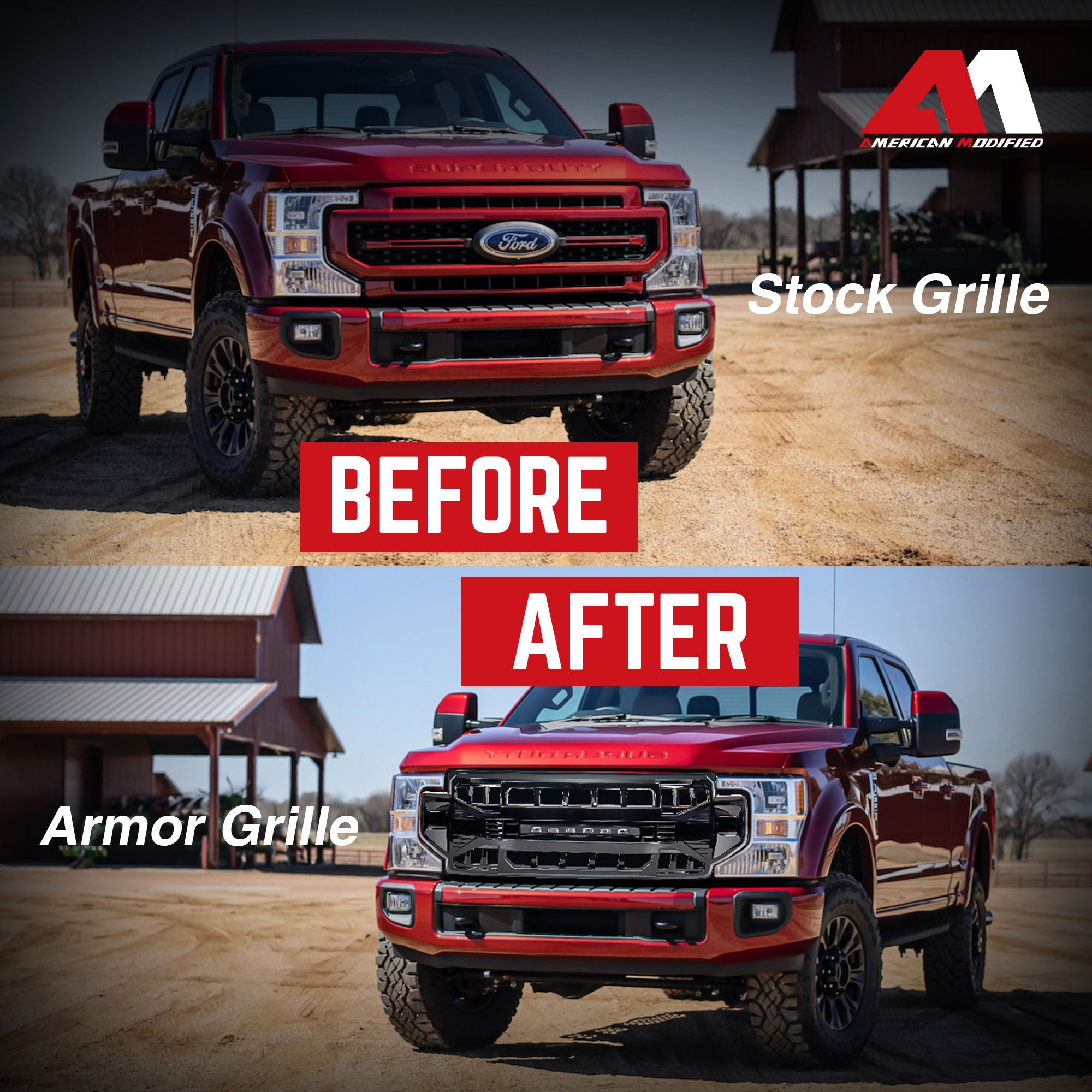 AMERICAN MODIFIED Armor Grille Compatible with 20-22 Ford F250/F350 (Open Box) - VMInnovations