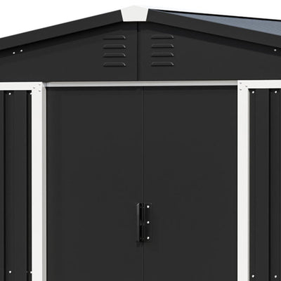 AOBABO Metal 6' x 8' Outdoor Utility Tool Storage Shed with Door and Lock, Black - VMInnovations