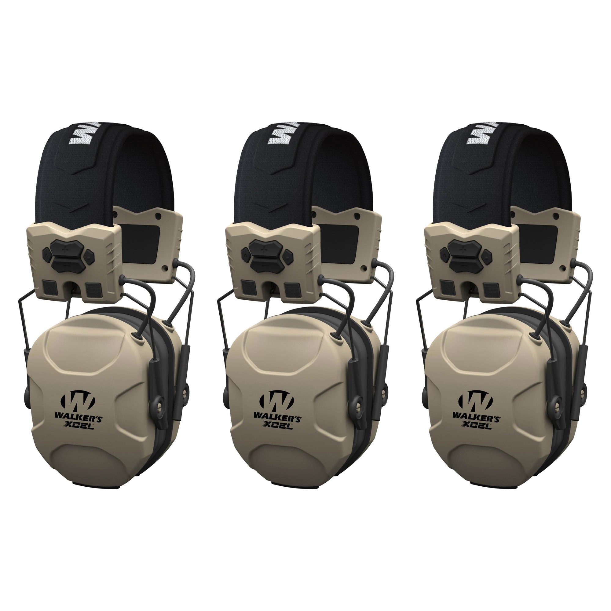 Walkers XCEL100 Digital Active Shooting Ear Hearing Protection Earmuffs (3 Pack)