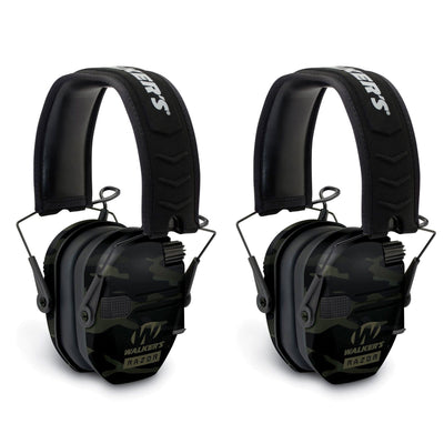 Walkers Razor Slim Electronic Ear Muffs with NRR 23 dB, Multicam Gray (2 Pack)