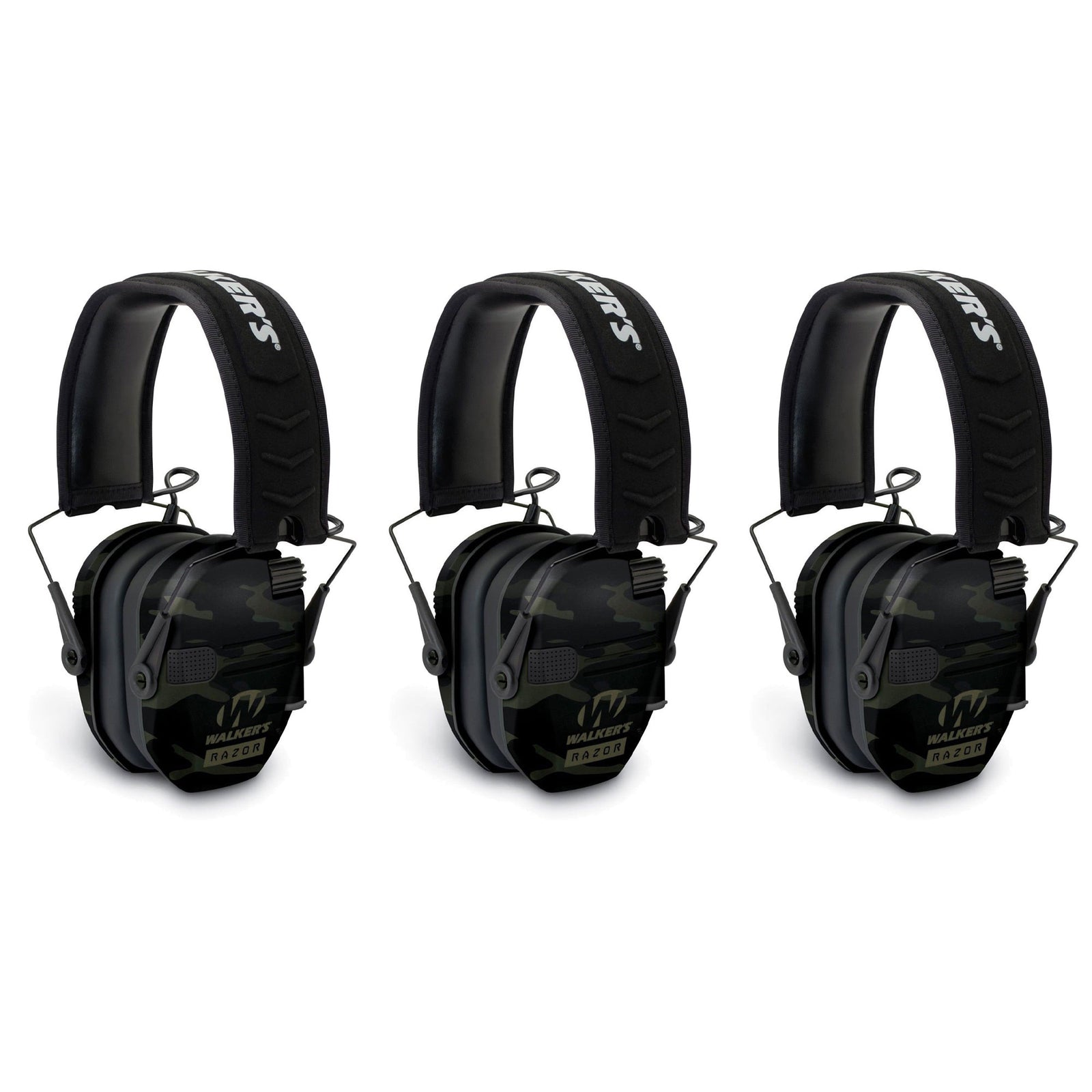 Walkers Razor Slim Electronic Ear Muffs with NRR 23 dB, Multicam Gray (3 Pack) - VMInnovations