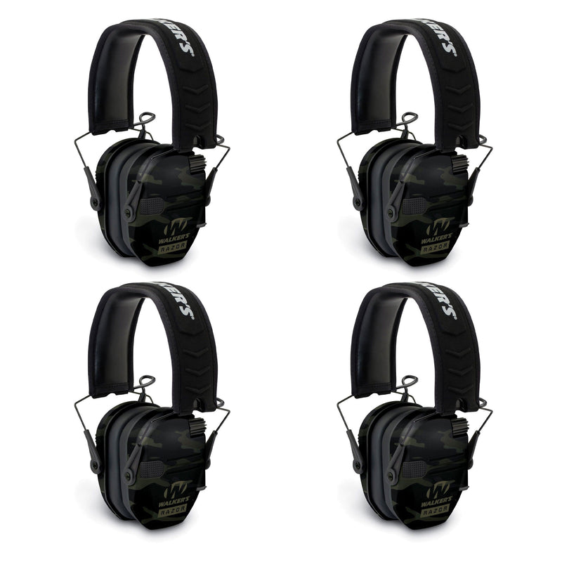 Walkers Razor Slim Electronic Ear Muffs with NRR 23 dB, Multicam Gray (4 Pack)