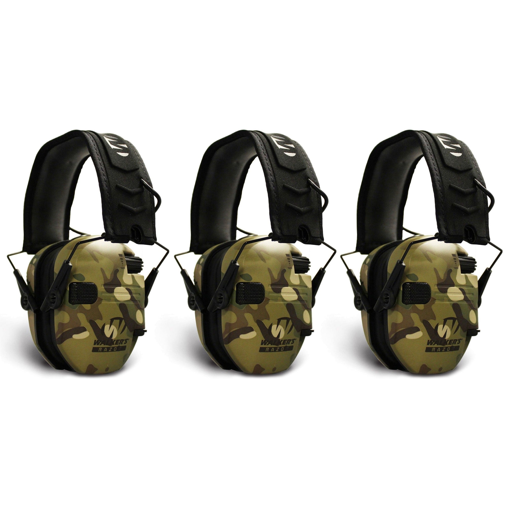 Walkers Razor Slim Electronic Ear Muffs with NRR 23 dB, Multicam Camo (3 Pack) - VMInnovations