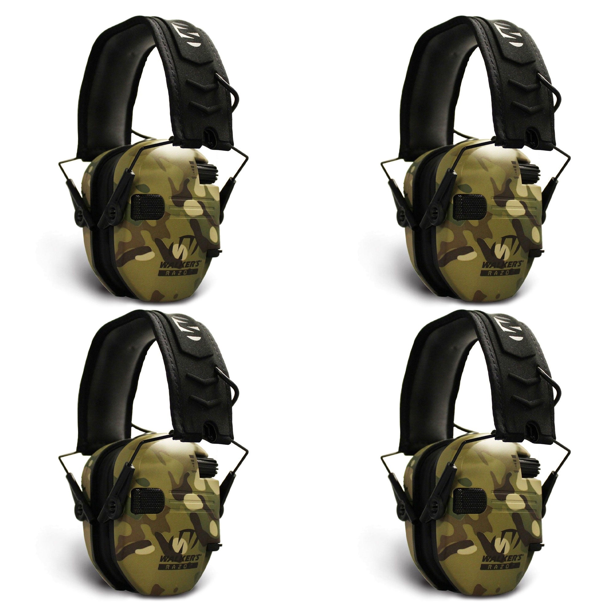 Walkers Razor Slim Electronic Ear Muffs with NRR 23 dB, Multicam Camo (4 Pack)