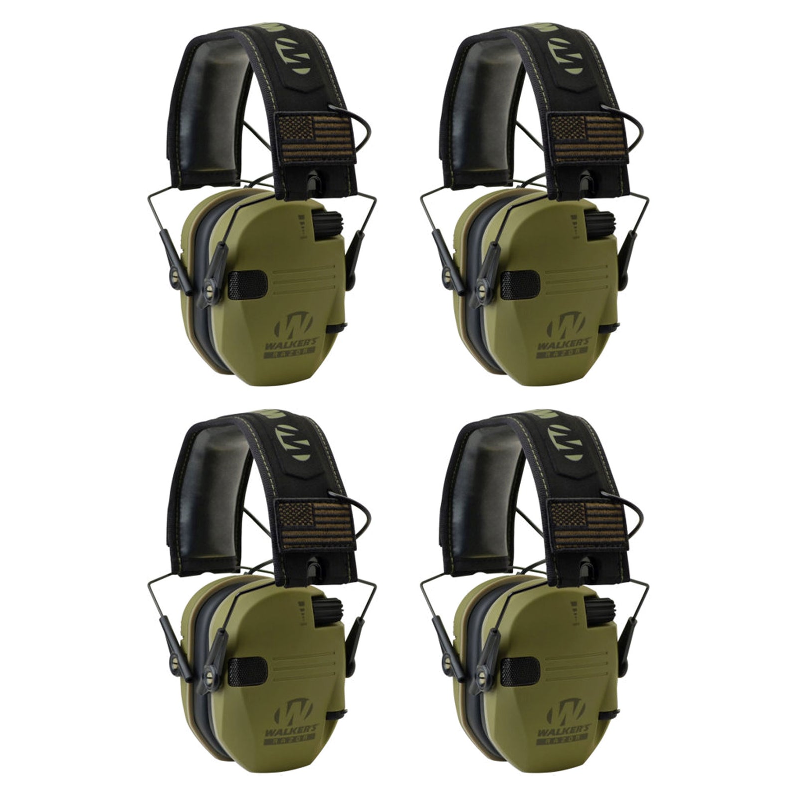 Walkers Razor Slim Shooter Hearing Protection Earmuffs, Green Patriot (4 Pack) - VMInnovations