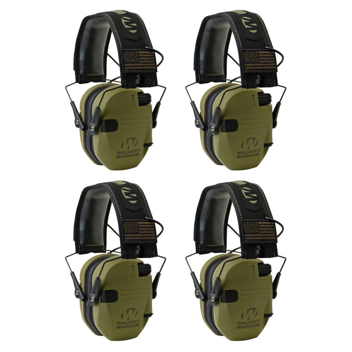 Walkers Razor Slim Shooter Hearing Protection Earmuffs, Green Patriot (4 Pack)