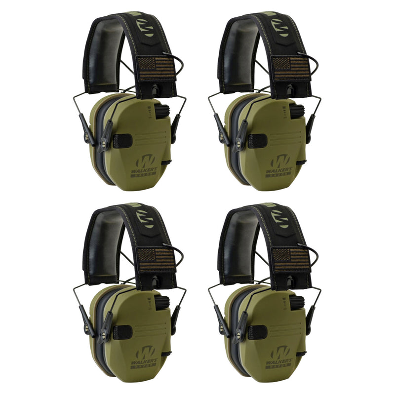 Walkers Razor Slim Shooter Hearing Protection Earmuffs, Green Patriot (4 Pack)