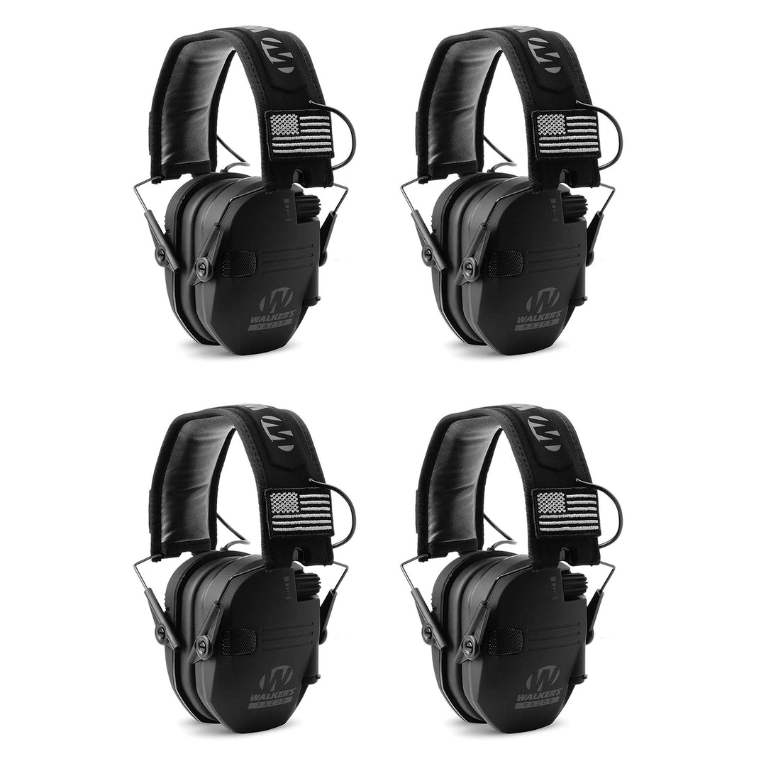 Walker's Razor Slim Shooter Hearing Protection Earmuff, Black Patriot (4 Pack)