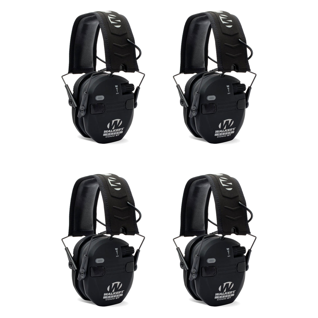 Walker's Razor Slim Electronic Shooting Ear Protection Muff, Black (4 Pack)