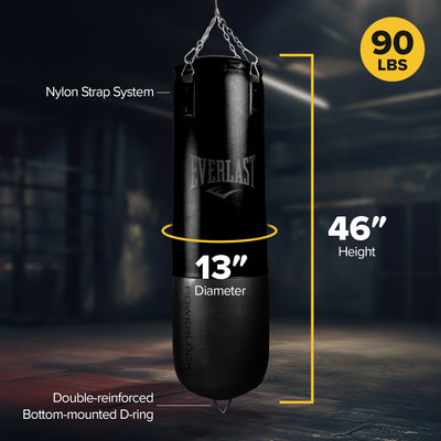 Everlast Heavy Bag w/ Double Reinforced D Ring and Nylon Strap, Black (Open Box) - VMInnovations