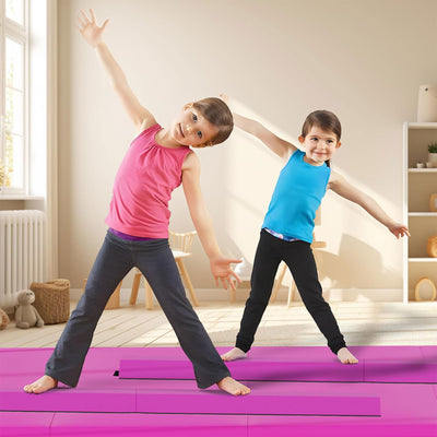 BalanceFrom 8 Foot Folding Balance Gymnastics Floor Beam with Handles, Pink - VMInnovations