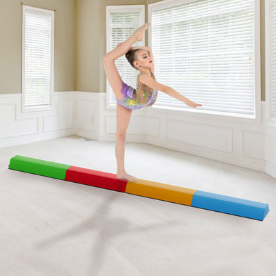 BalanceFrom Folding Foam Balance Beam, Portable Gymnastics Equipment with Hook-and-Loop Fasteners for Home or Gym Training, Multicolor