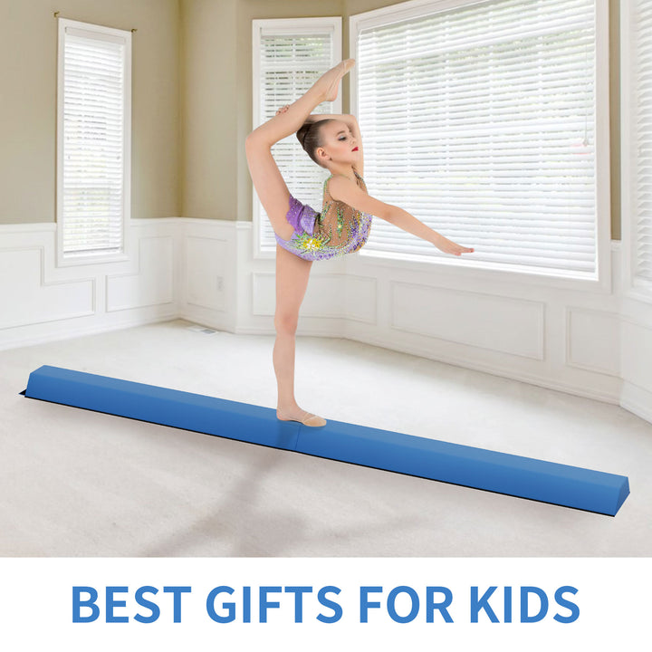 BalanceFrom 9' Folding Balance Gymnastics Floor Beam w/Handles, Blue (Open Box)