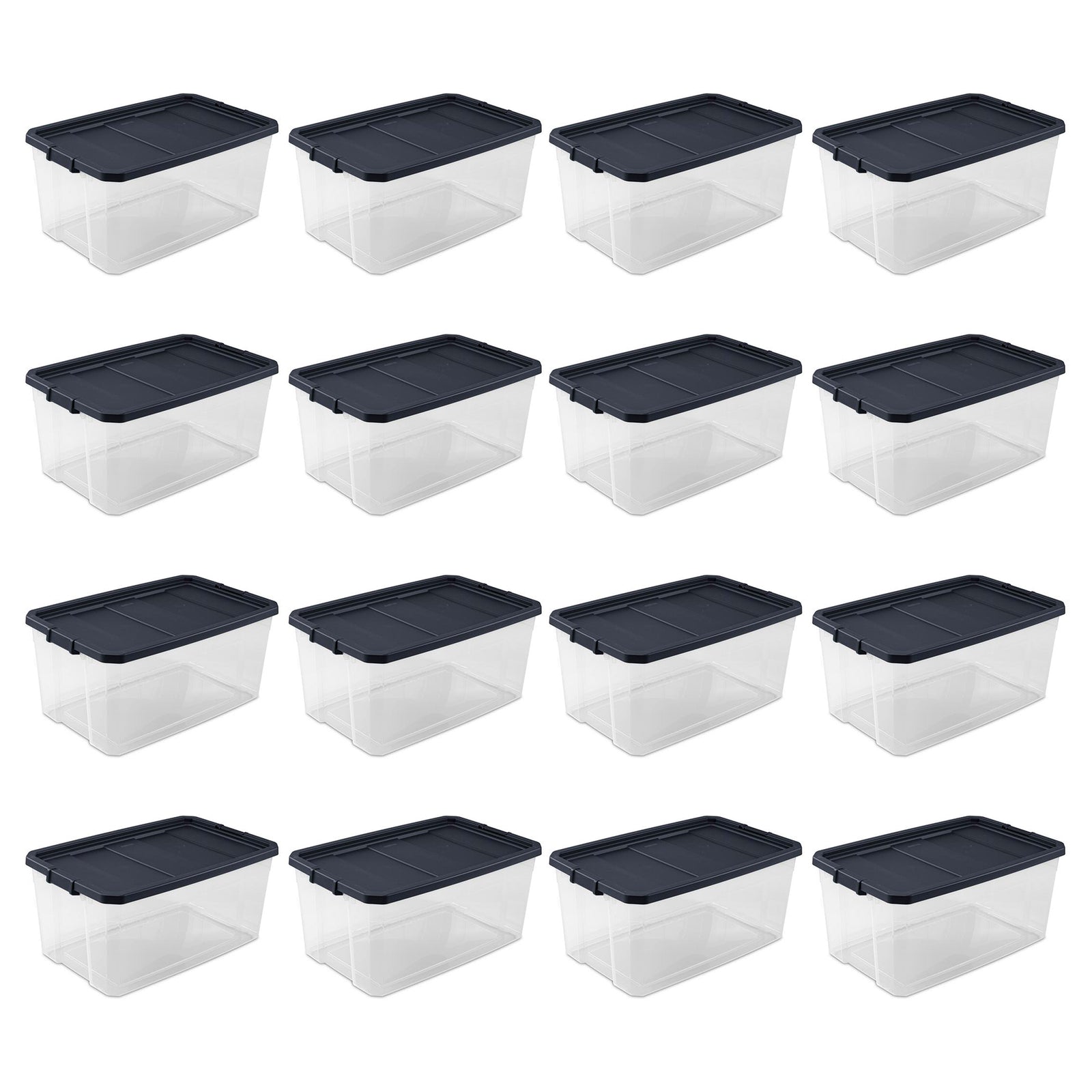 Sterilite 116 Qt Heavy Duty Box Stackable Storage Bin w/ Latching Lid (16 Pack) - VMInnovations