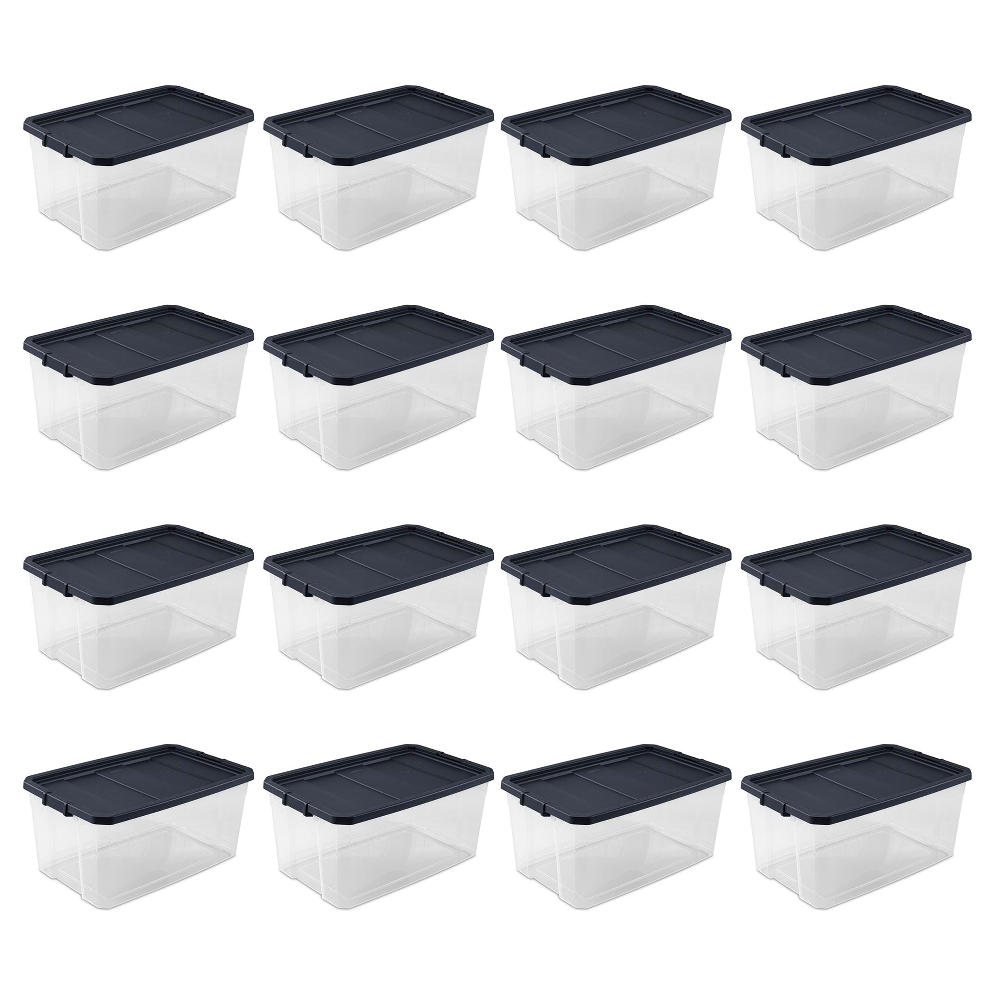 Sterilite 116 Qt Heavy Duty Box Stackable Storage Bin w/ Latching Lid (16 Pack) - VMInnovations