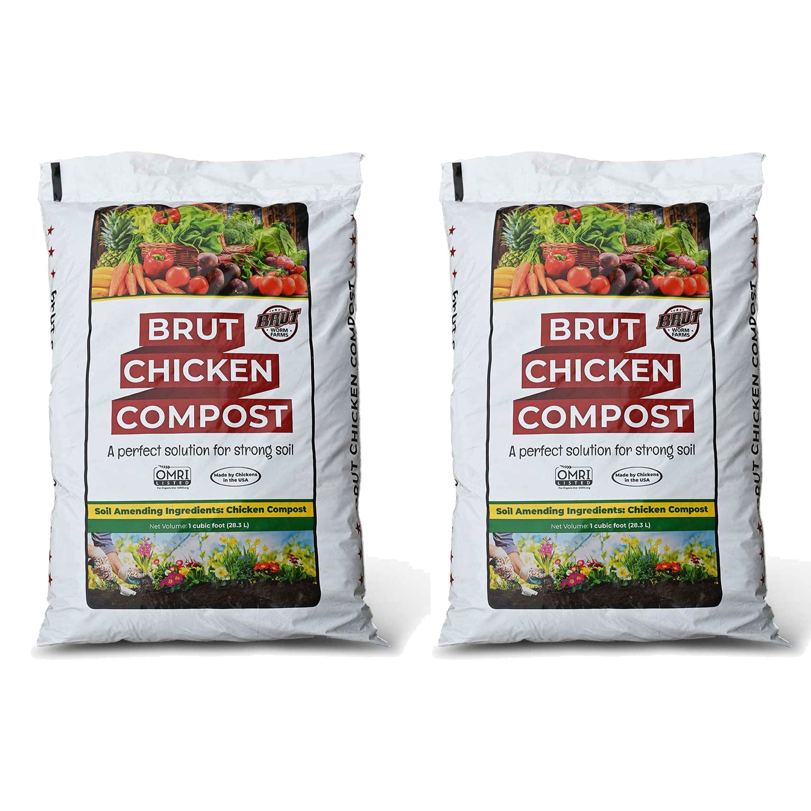 Brut Organic Nutrient Rich Garden Fertilizer for Farm and Garden Use (2 Pack) - VMInnovations