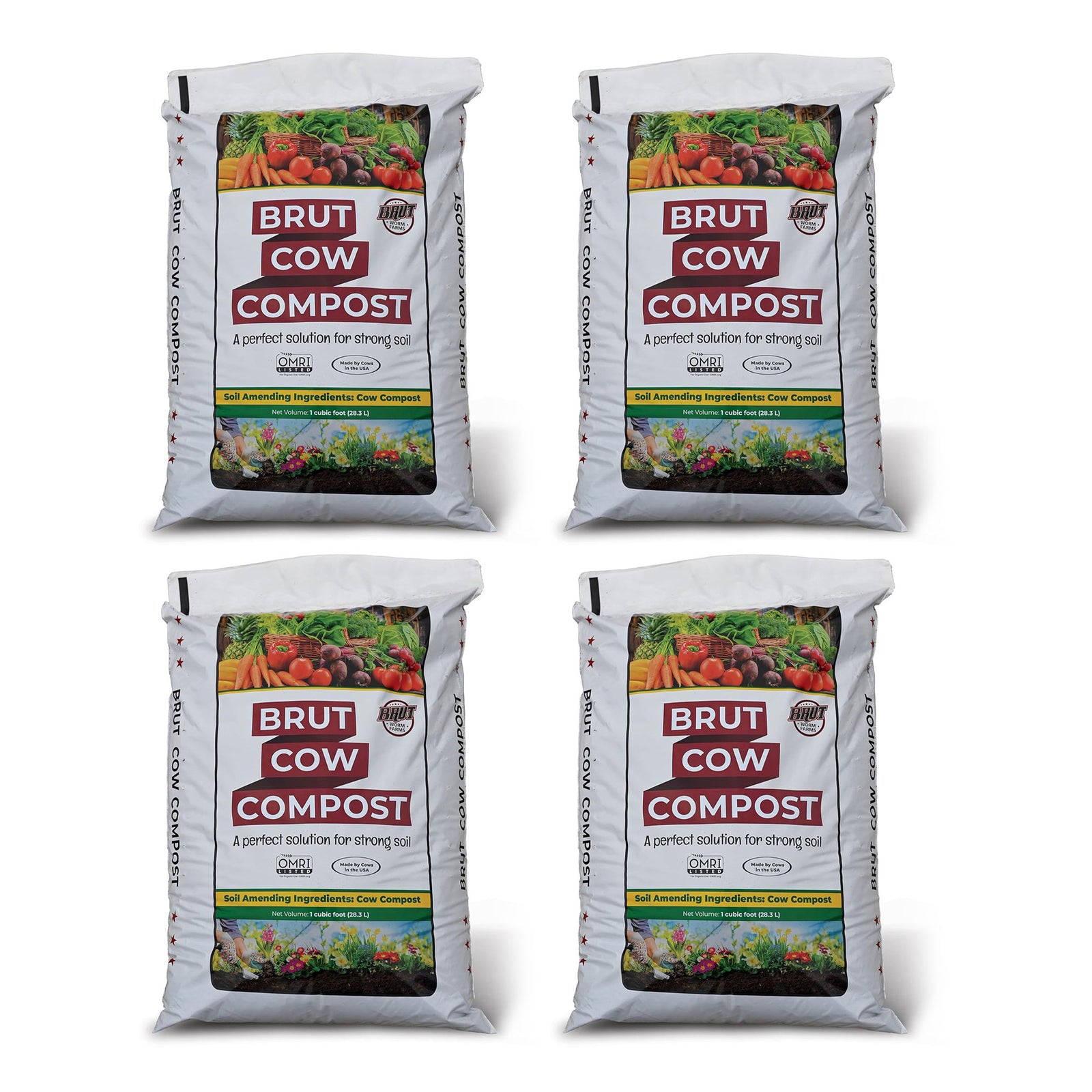 Brut Organic Chicken Compost Nutrient-Rich Garden Fertilizer for Farm (4 Pack) - VMInnovations