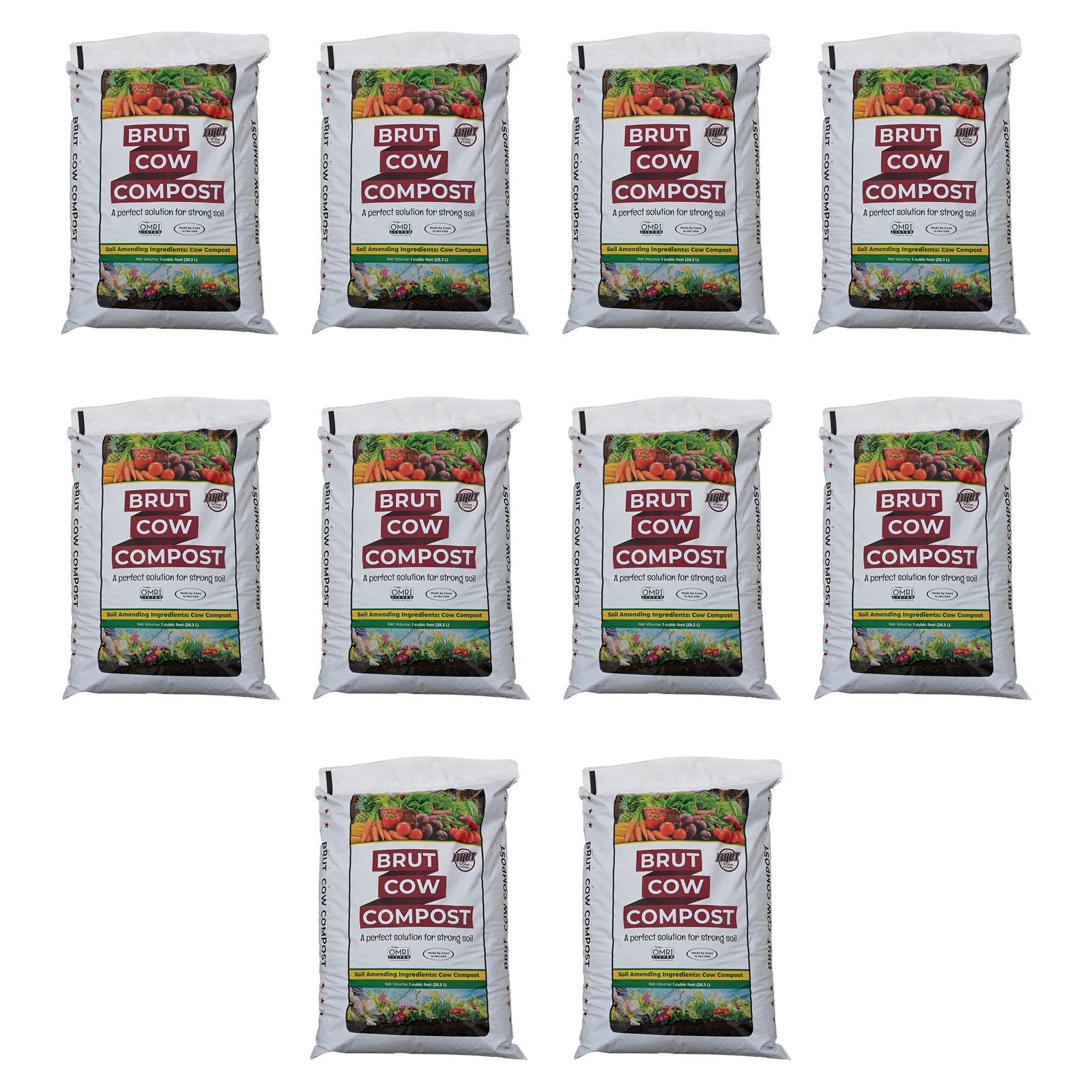 Brut Organic Chicken Compost Nutrient Rich Garden Fertilizer for Farm (10 Pack) - VMInnovations