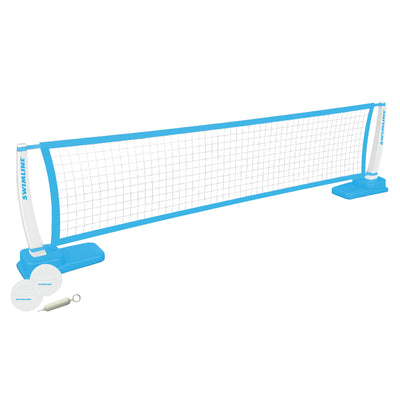 Swimline Pool Adjustable Volleyball Net 2 Ball Game Set w/Stable Bases(Open Box)