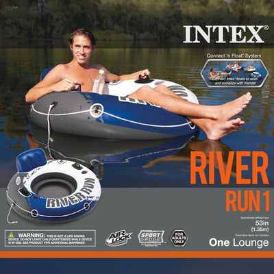 Intex River Run 1 Inflatable Floating Tube Raft for Lake, Pool, Ocean (24 Pack) - VMInnovations