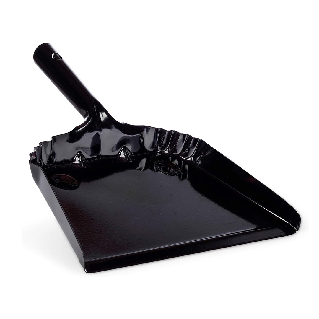 Behrens Portable Home Rectangular Galvanized Steel Corrugated Dustpan, Black - VMInnovations
