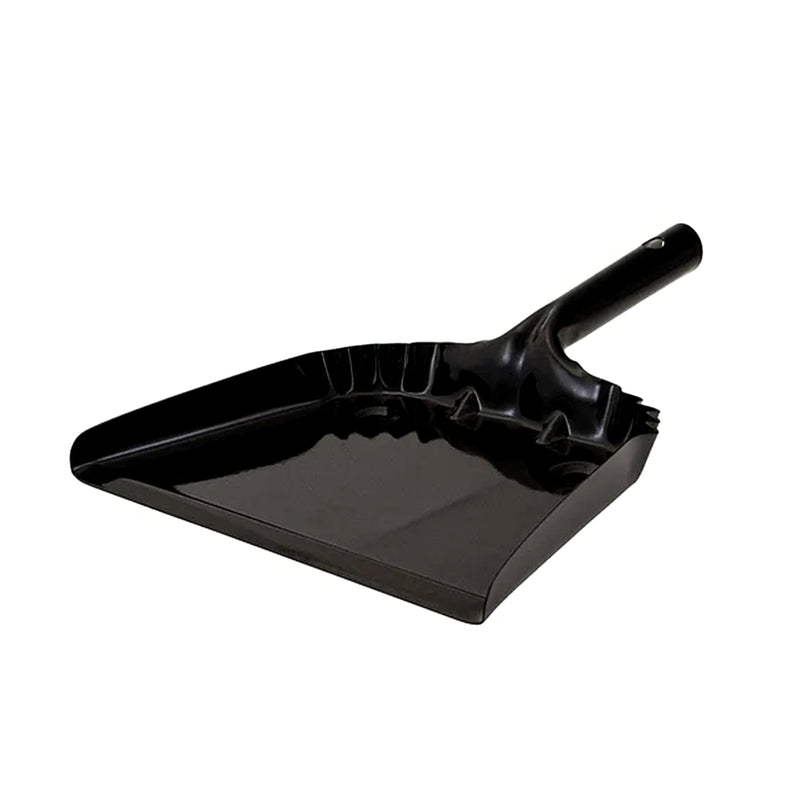 Behrens Portable Home Rectangular Galvanized Steel Corrugated Dustpan, Black