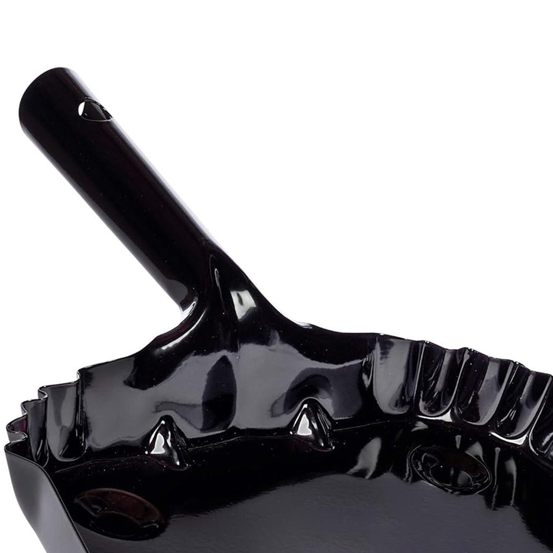 Behrens Portable Home Rectangular Galvanized Steel Corrugated Dustpan, Black - VMInnovations