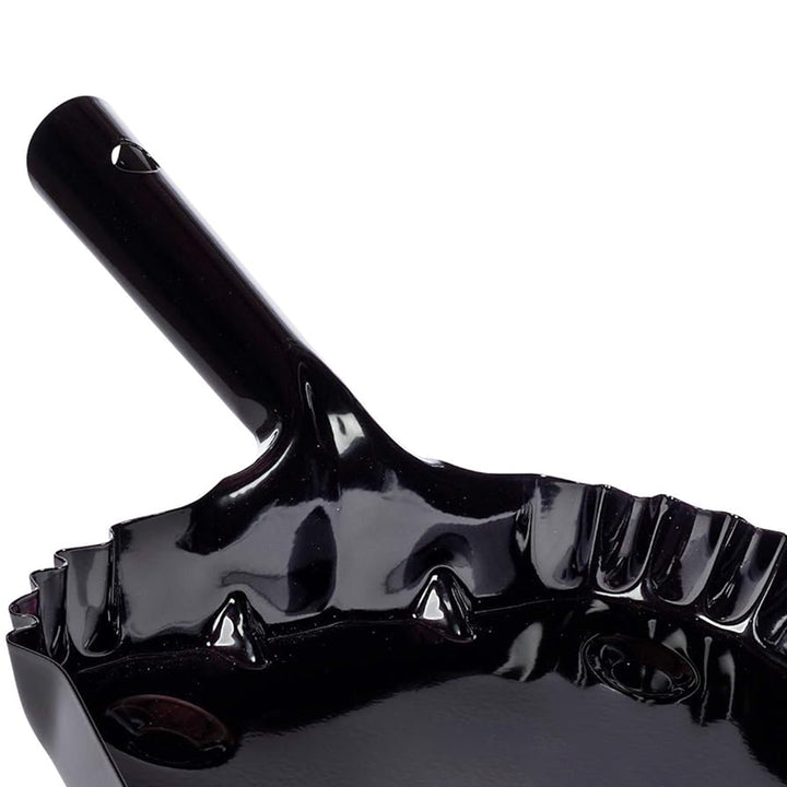 Behrens Portable Home Rectangular Galvanized Steel Corrugated Dustpan, Black - VMInnovations