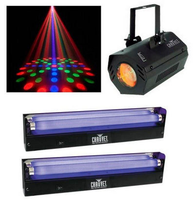 Chauvet DJ LX-5X Dance Club LED Moonflower Effect Light w/ 2 NV-F18 Black Lights