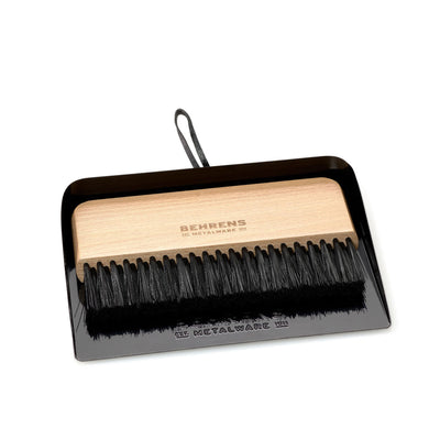 Behrens Portable Rectangular Galvanized Steel Dustpan and Brush Broom Set, Black - VMInnovations