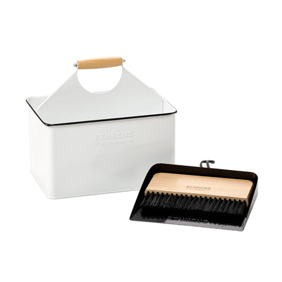 Behrens Portable Rectangular Galvanized Steel Dustpan and Brush Broom Set, Black - VMInnovations