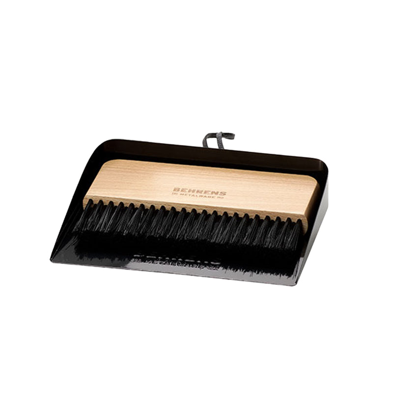 Behrens Portable Galvanized Steel Dustpan and Brush Broom Set, Black (Open Box)