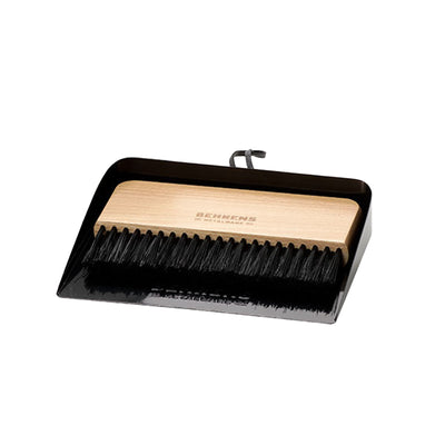 Behrens Portable Rectangular Galvanized Steel Dustpan and Brush Broom Set, Black