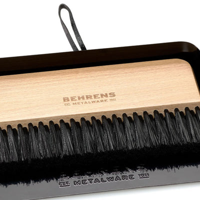 Behrens Portable Rectangular Galvanized Steel Dustpan and Brush Broom Set, Black