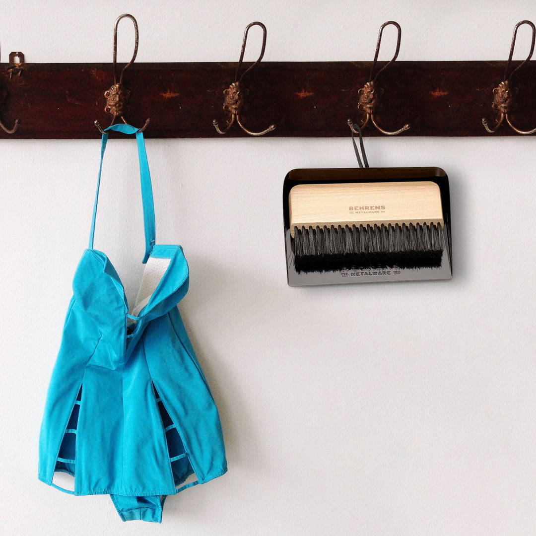 Behrens Portable Galvanized Steel Dustpan and Brush Broom Set, Black (Open Box) - VMInnovations