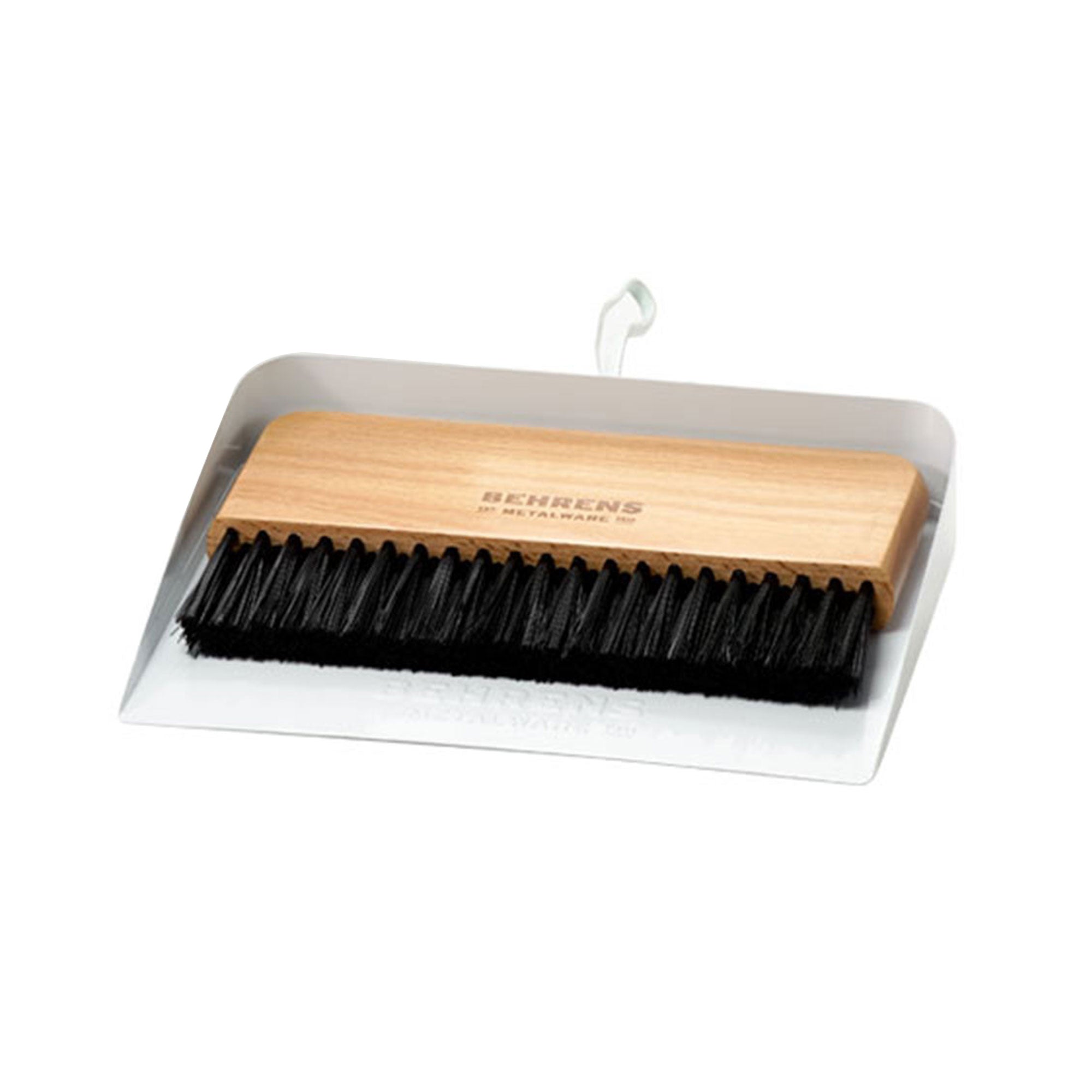 Behrens Portable Rectangular Galvanized Steel Dustpan and Brush Broom Set, White - VMInnovations
