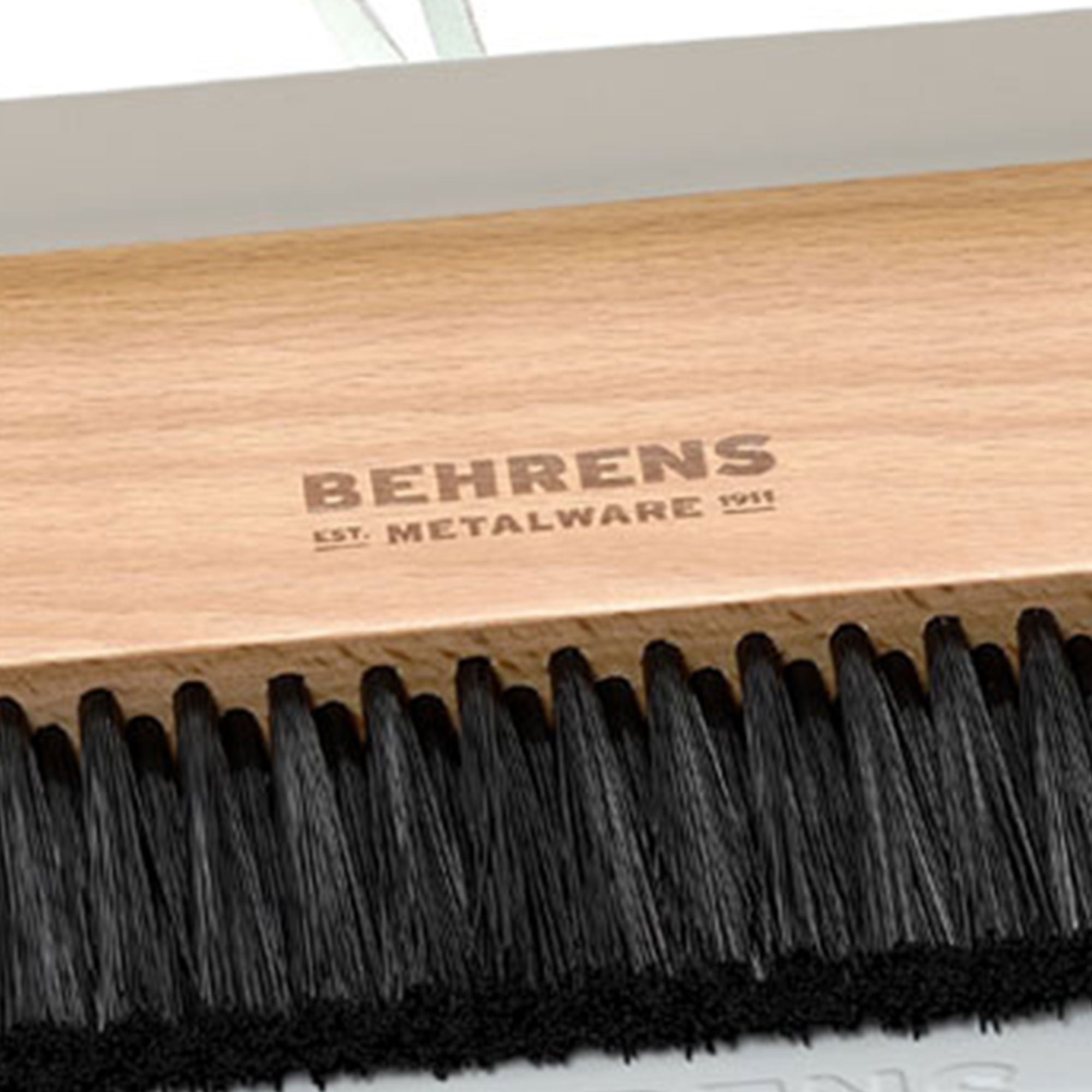 Behrens Portable Rectangular Galvanized Steel Dustpan and Brush Broom Set, White - VMInnovations