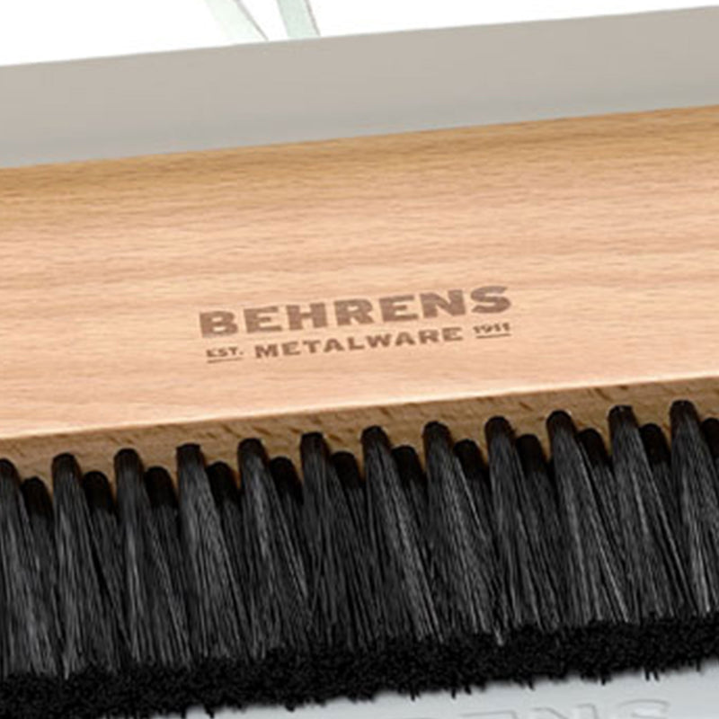 Behrens Portable Rectangular Galvanized Steel Dustpan and Brush Broom Set, White