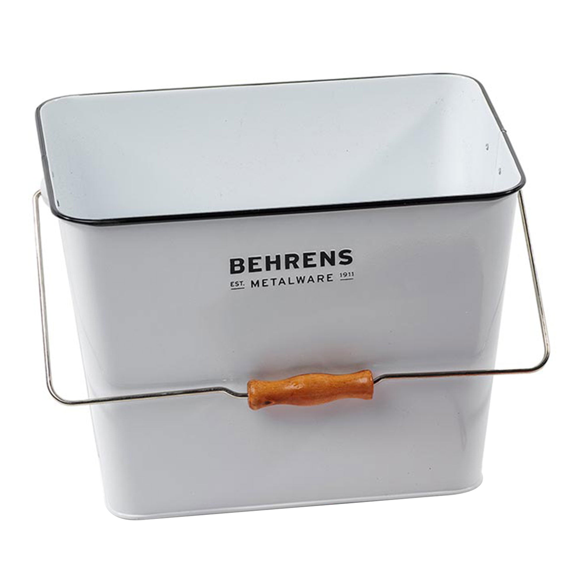 Behrens 3.25 Gal Rectangular Galvanized Steel Cleaning Pail with Handle, White - VMInnovations